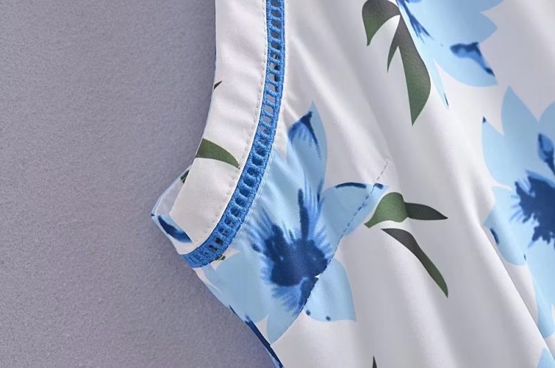 Summer Women Wear Printed Sleeveless Cold Shoulder Ribbon Stitching Irregular Asymmetric Hem Dress Boho Summer Outfits - Image 10