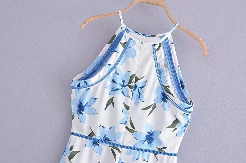 Summer Women Wear Printed Sleeveless Cold Shoulder Ribbon Stitching Irregular Asymmetric Hem Dress Boho Summer Outfits - Image 11
