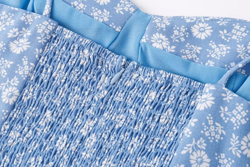 Retro Waist Controlled Slimming Sexy Side Split Holiday Midi Dress French Hipster Girl Floral Strap Dress - Image 3
