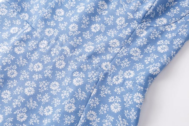 Retro Waist Controlled Slimming Sexy Side Split Holiday Midi Dress French Hipster Girl Floral Strap Dress - Image 6