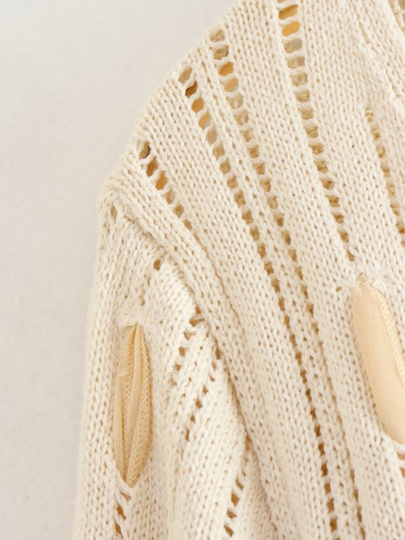 Summer Patchwork Knitted Coat Knotted Short Top - Image 2