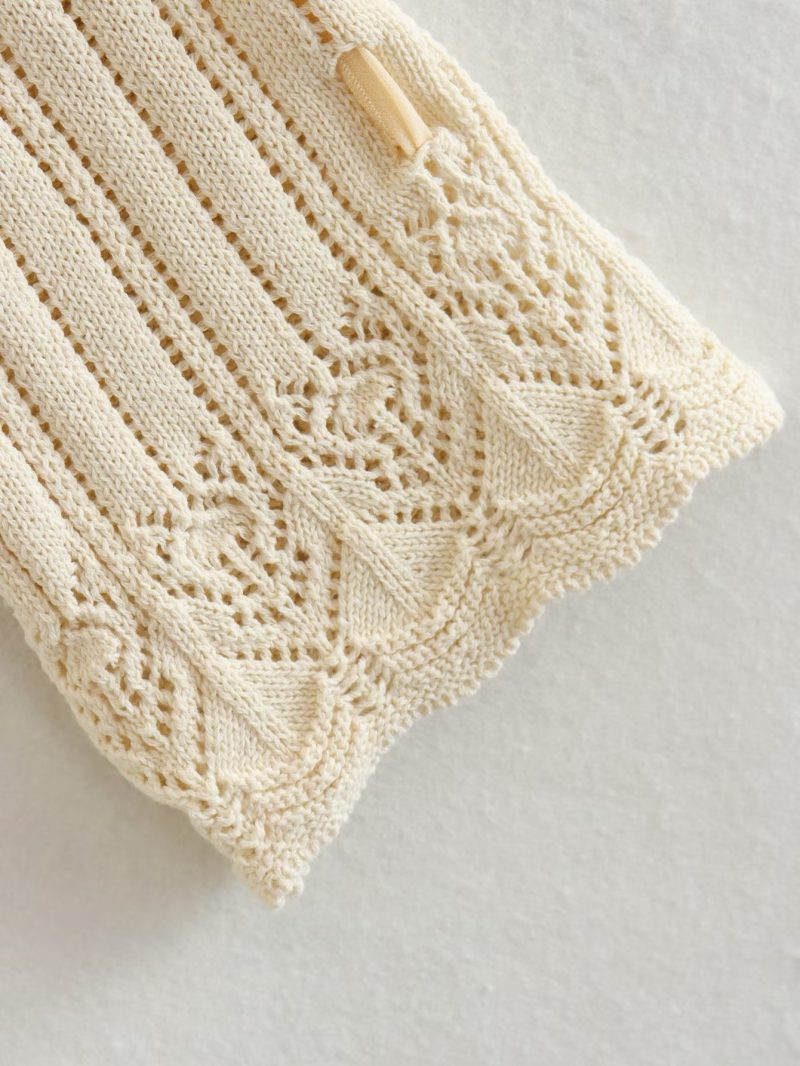 Summer Patchwork Knitted Coat Knotted Short Top - Image 4