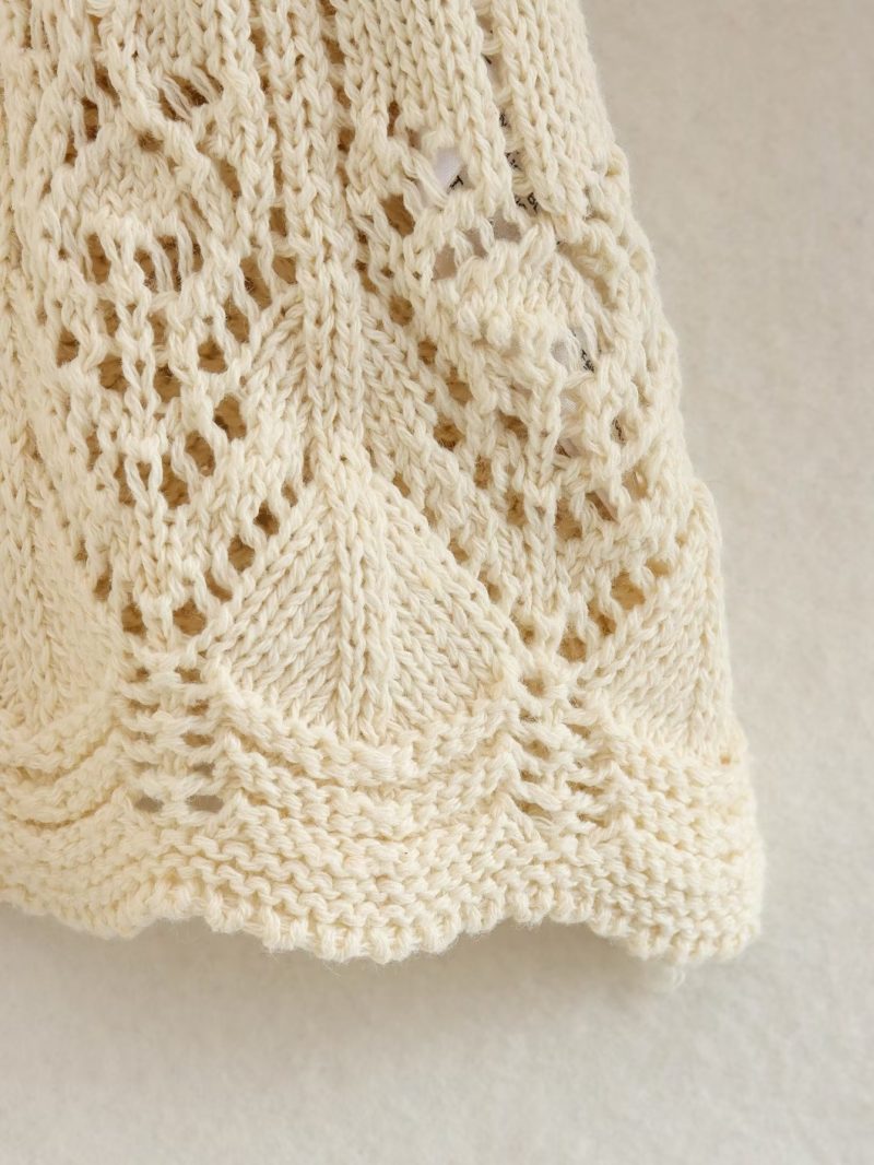 Summer Patchwork Knitted Coat Knotted Short Top - Image 5