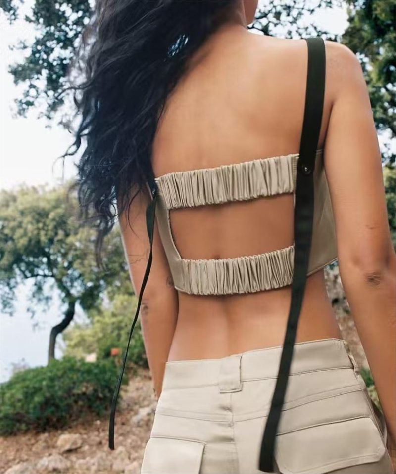 Summer Women Clothing Sling off Neck Short Top