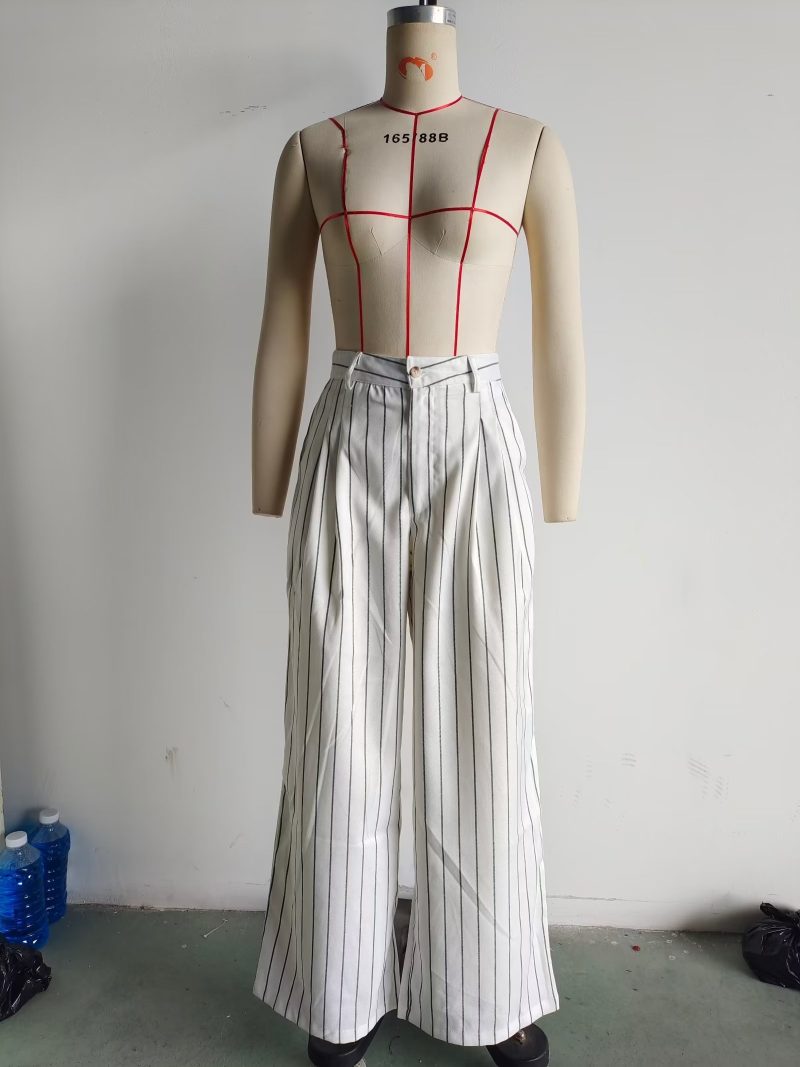 Spring Women High Waist Ptripe Work Pant Double Breasted Blazer - Image 7
