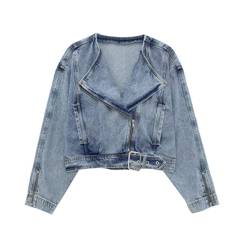 Summer Loose Slimming Collared Denim Wind Breaker Coat for Women - Image 3