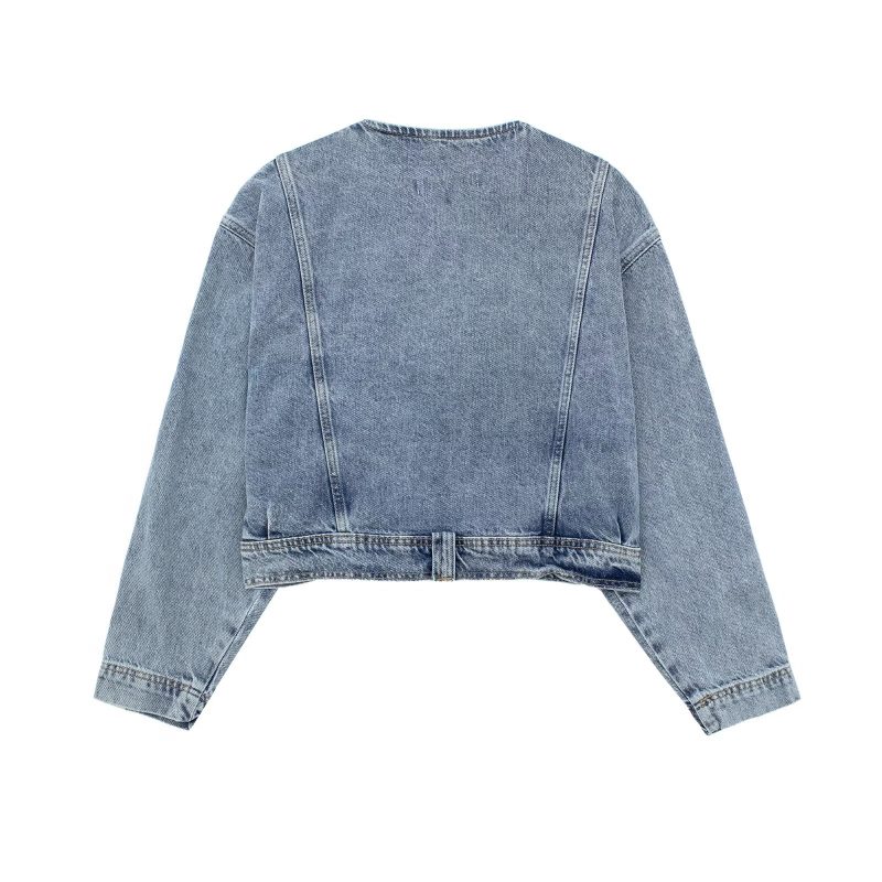 Summer Loose Slimming Collared Denim Wind Breaker Coat for Women - Image 4