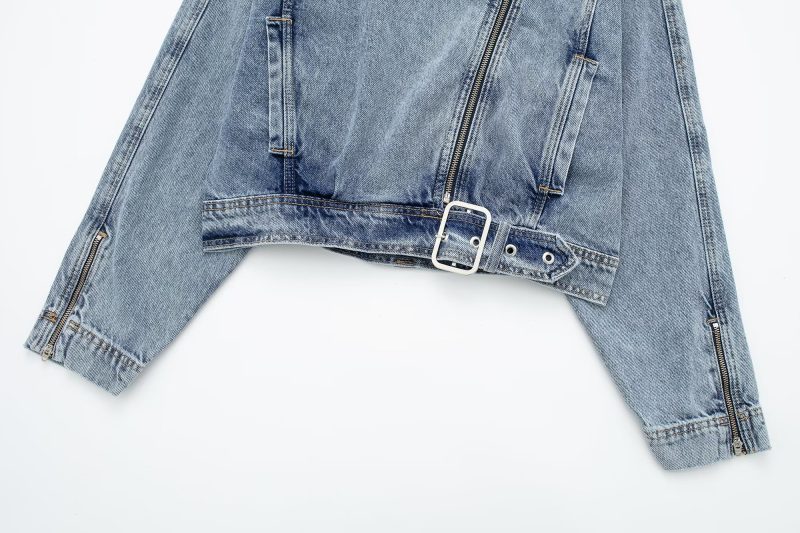 Summer Loose Slimming Collared Denim Wind Breaker Coat for Women - Image 6