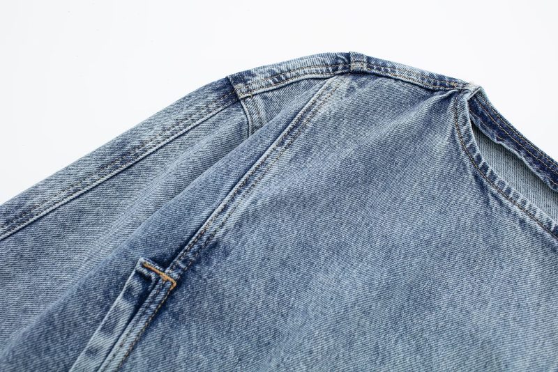 Summer Loose Slimming Collared Denim Wind Breaker Coat for Women - Image 7