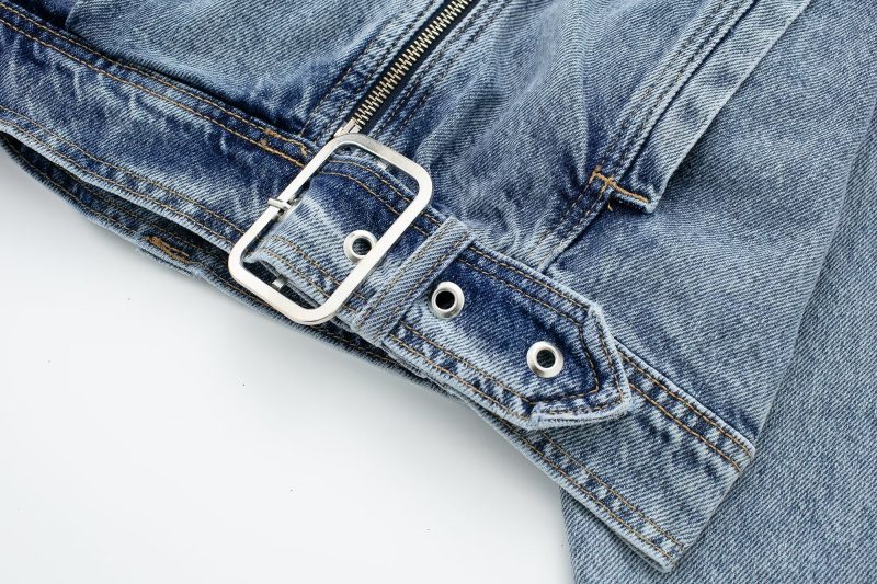 Summer Loose Slimming Collared Denim Wind Breaker Coat for Women - Image 9