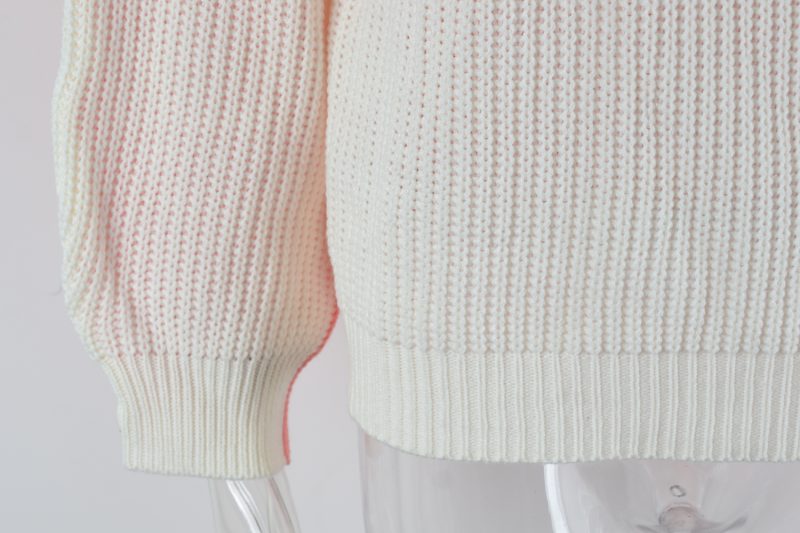 Autumn Casual Sweater Loose Crew Neck Two Colors Contrast Color Knitwear Top - Image 8