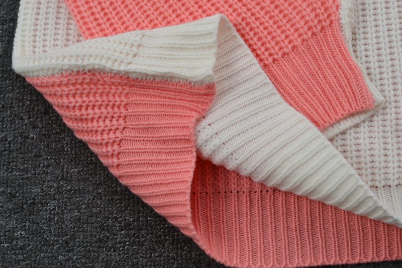 Autumn Casual Sweater Loose Crew Neck Two Colors Contrast Color Knitwear Top - Image 11