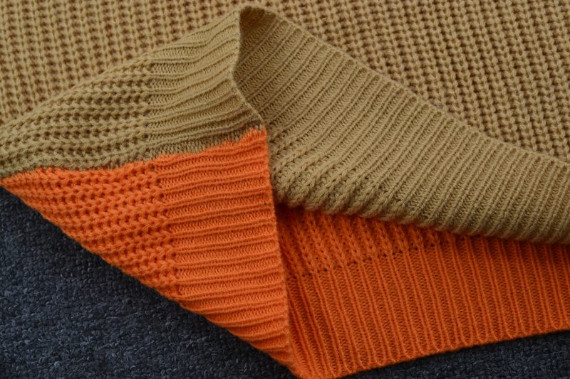 Autumn Casual Sweater Loose Crew Neck Two Colors Contrast Color Knitwear Top - Image 12