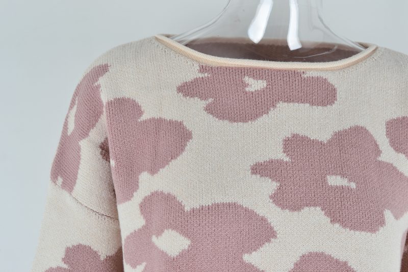 Early Autumn Women Clothing Long Sleeve Short Floral Sweater Pullover Sweater - Image 9