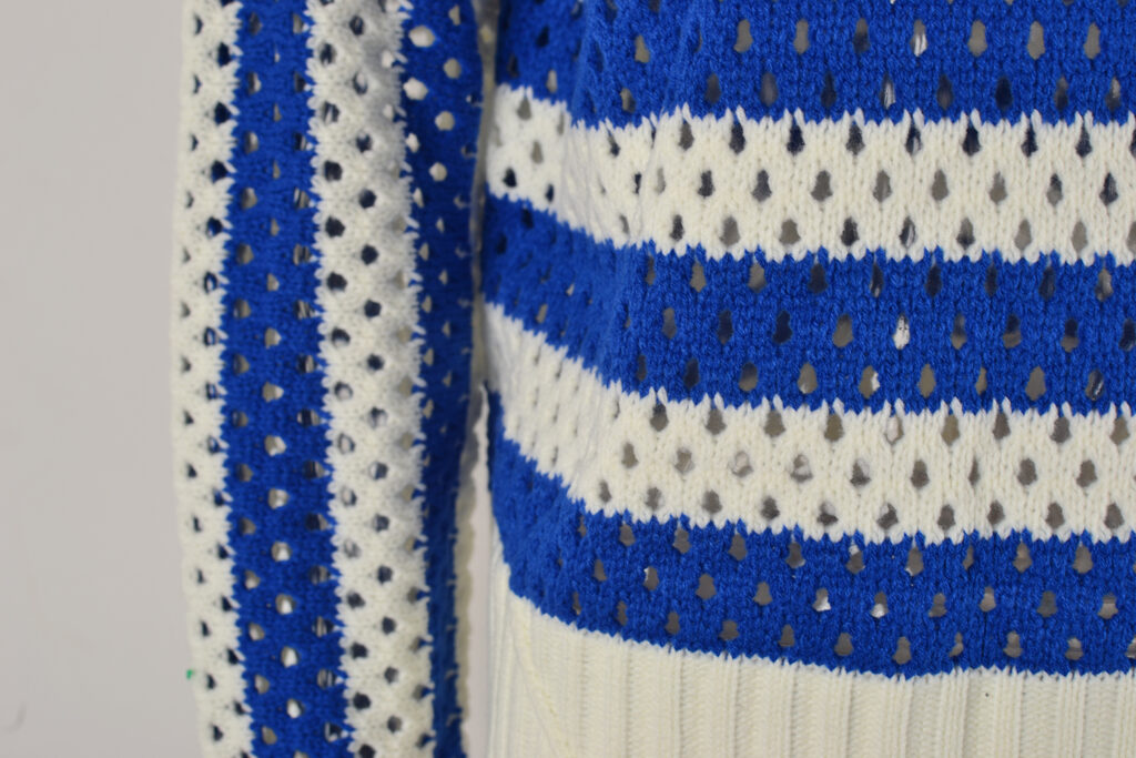 Early Autumn Women Hollow Out Cutout Striped Crew Neck Long Sleeves Knitwear Oversized Pullover - Image 12