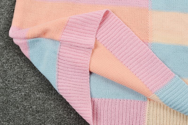 Fall Women Clothing Patchwork Stripes Contrast Color round Neck Knitwear Pullover Sweater - Image 6