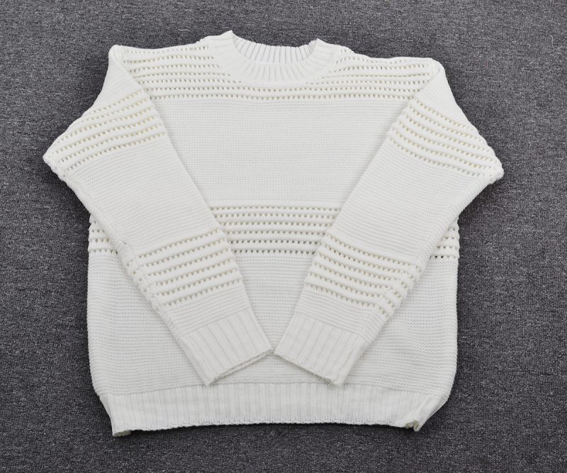 Autumn Women Clothing Solid Color Sweater Bottoming Shirt Long Sleeve Hollow Out Cutout Pullover Sweater Women - Image 5