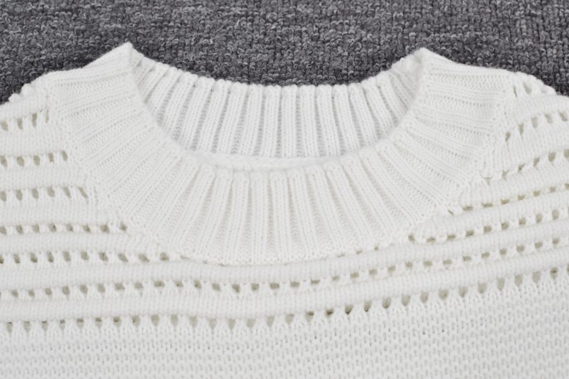 Autumn Women Clothing Solid Color Sweater Bottoming Shirt Long Sleeve Hollow Out Cutout Pullover Sweater Women - Image 6