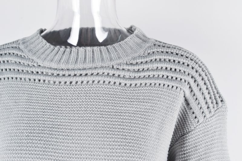 Autumn Women Clothing Solid Color Sweater Bottoming Shirt Long Sleeve Hollow Out Cutout Pullover Sweater Women - Image 13