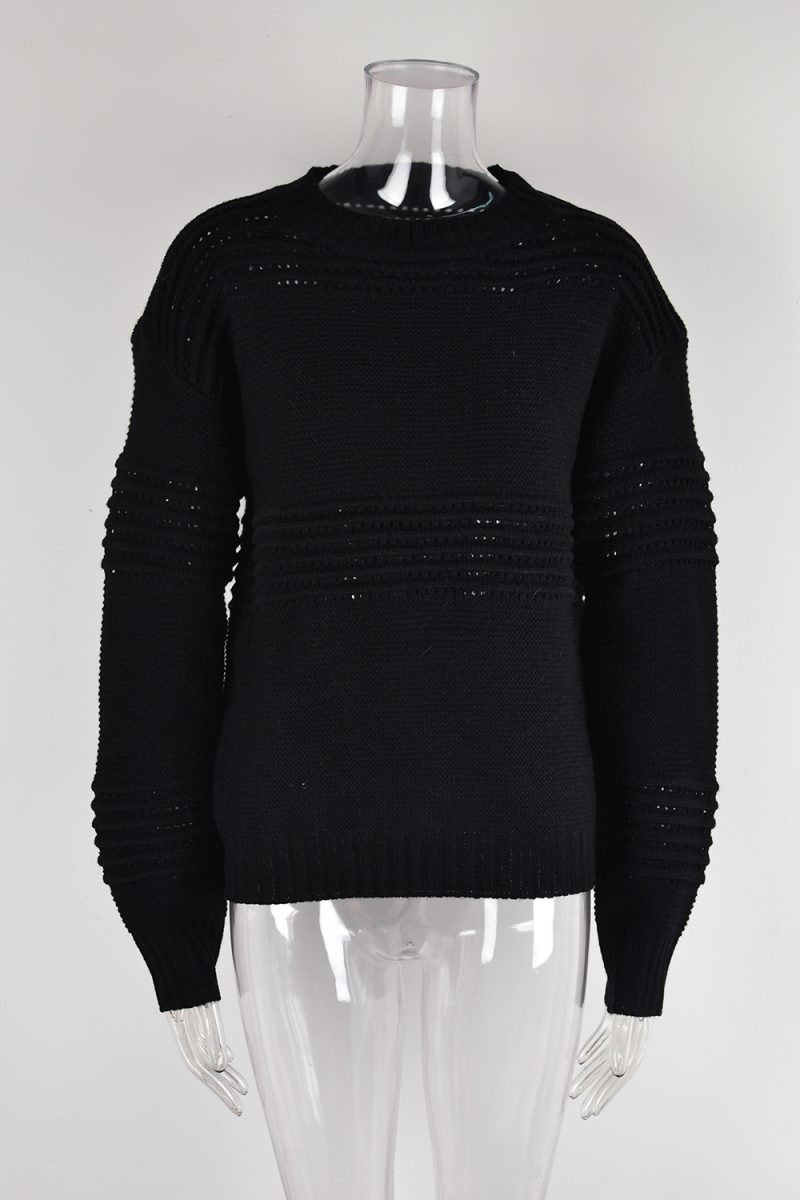 Autumn Women Clothing Solid Color Sweater Bottoming Shirt Long Sleeve Hollow Out Cutout Pullover Sweater Women - Image 14