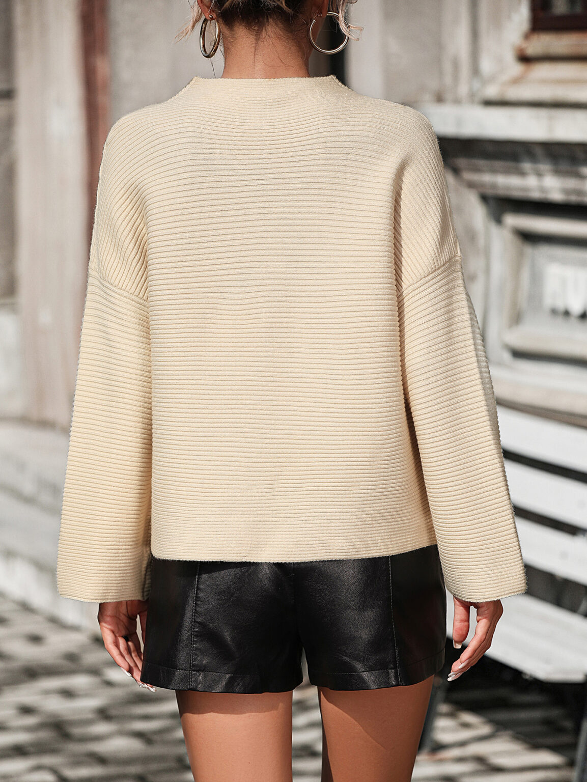 Autumn Winter Pullover Loose Fitting Women Knitwear Nine Quarter Sleeve Solid Color Sweater Women - Image 4