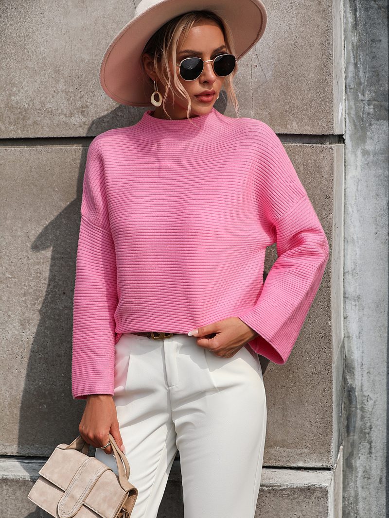 Autumn Winter Pullover Loose Fitting Women Knitwear Nine Quarter Sleeve Solid Color Sweater Women - Image 7