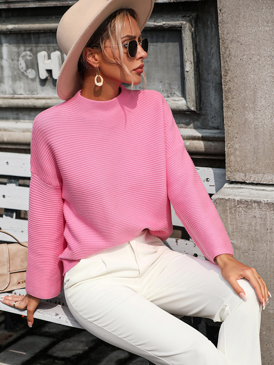 Autumn Winter Pullover Loose Fitting Women Knitwear Nine Quarter Sleeve Solid Color Sweater Women - Image 9