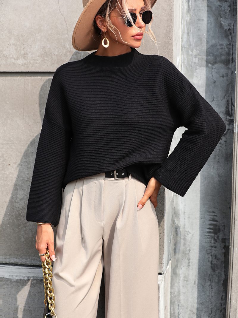 Autumn Winter Pullover Loose Fitting Women Knitwear Nine Quarter Sleeve Solid Color Sweater Women - Image 12