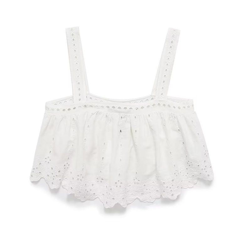 Summer Street Fashionable Temperamental All Match Women Clothing Embroidered Strap Top - Image 3