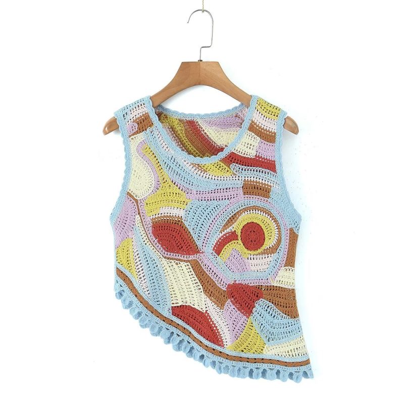 Summer Tassel Retro Vest Irregular Asymmetric Short Vest Women - Image 8