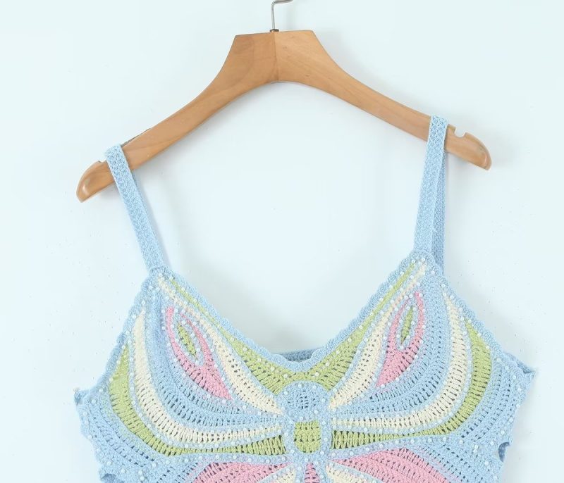 Summer Beaded Vintage Bow Sling Crocheted Short Small Sling - Image 9