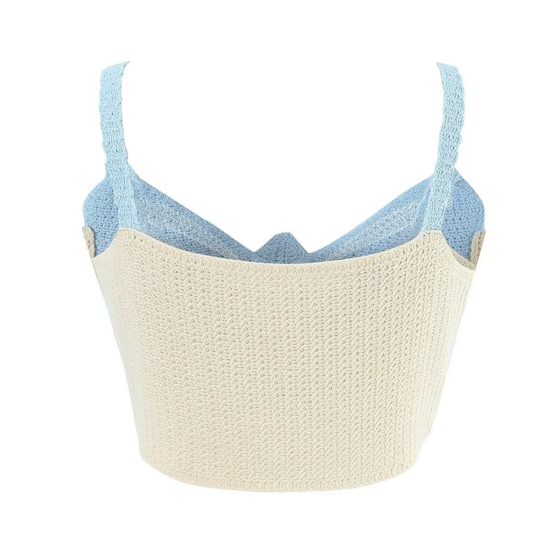 Spring Nail Beading Holiday Bowknot Decoration V Neck Short Camisole Women - Image 2