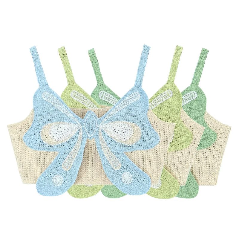 Spring Nail Beading Holiday Bowknot Decoration V Neck Short Camisole Women - Image 3