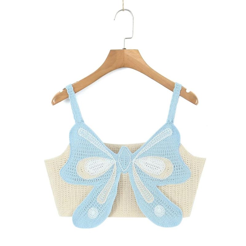 Spring Nail Beading Holiday Bowknot Decoration V Neck Short Camisole Women - Image 4