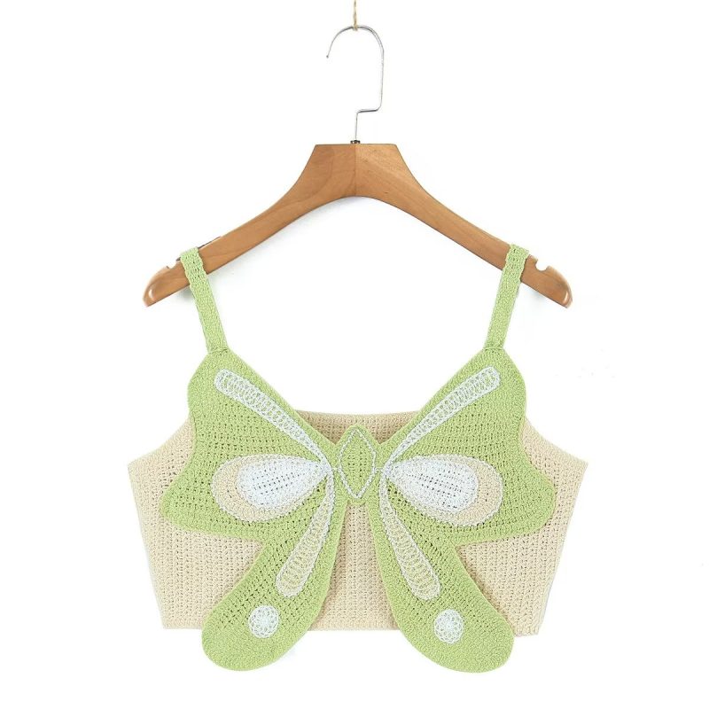 Spring Nail Beading Holiday Bowknot Decoration V Neck Short Camisole Women - Image 7