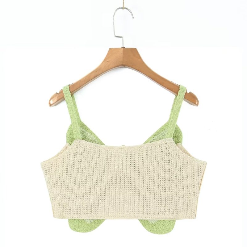 Spring Nail Beading Holiday Bowknot Decoration V Neck Short Camisole Women - Image 8