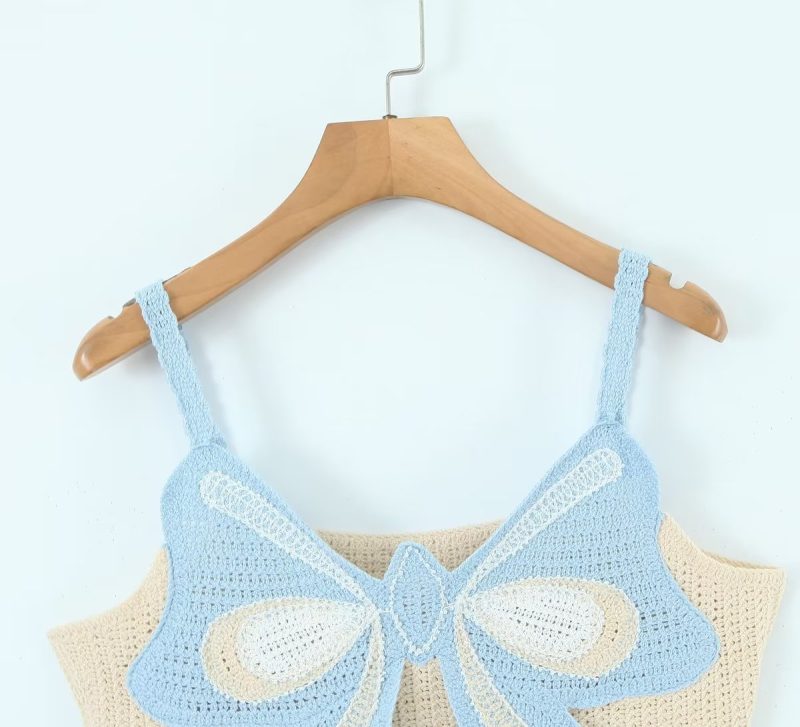 Spring Nail Beading Holiday Bowknot Decoration V Neck Short Camisole Women - Image 9