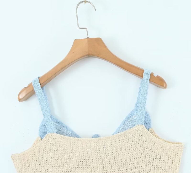 Spring Nail Beading Holiday Bowknot Decoration V Neck Short Camisole Women - Image 14