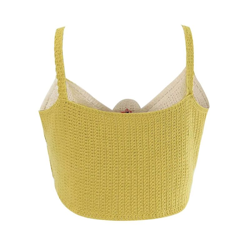 Women Early Spring Bow Embroidered Slip Top Knitted Vest - Image 2