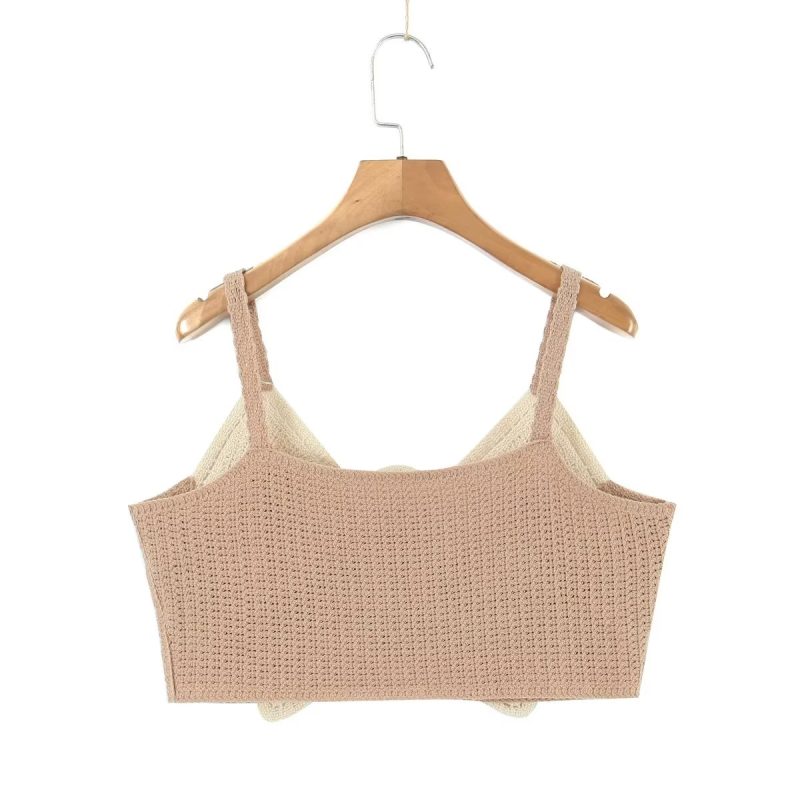 Women Early Spring Bow Embroidered Slip Top Knitted Vest - Image 6