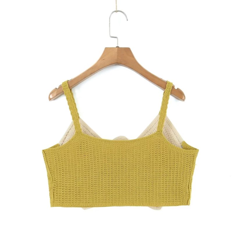 Women Early Spring Bow Embroidered Slip Top Knitted Vest - Image 8