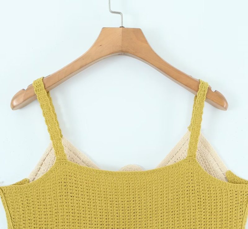 Women Early Spring Bow Embroidered Slip Top Knitted Vest - Image 14