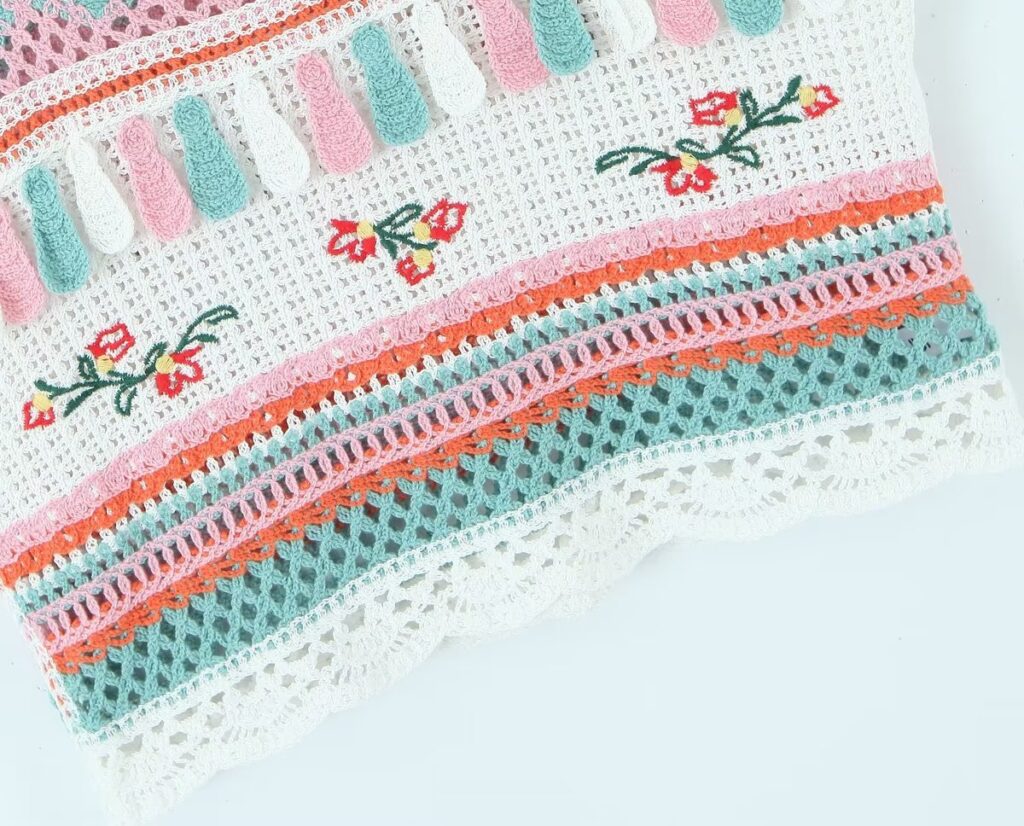 Summer Vintage Embroidery Tassel Suspender Short Camisole - Image 12