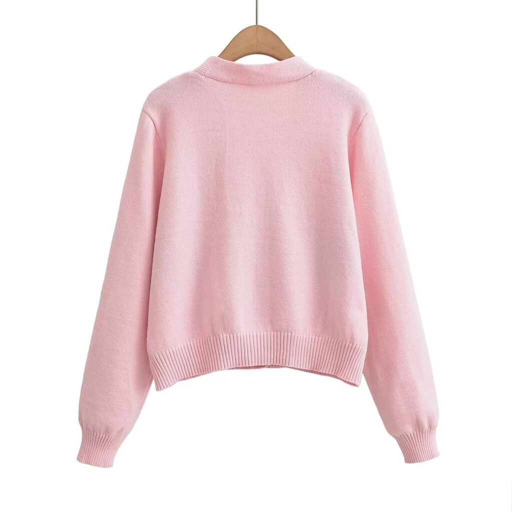 Autumn Women Clothing Love Rhombus Pattern Knitted Cardigan Coat - Image 3