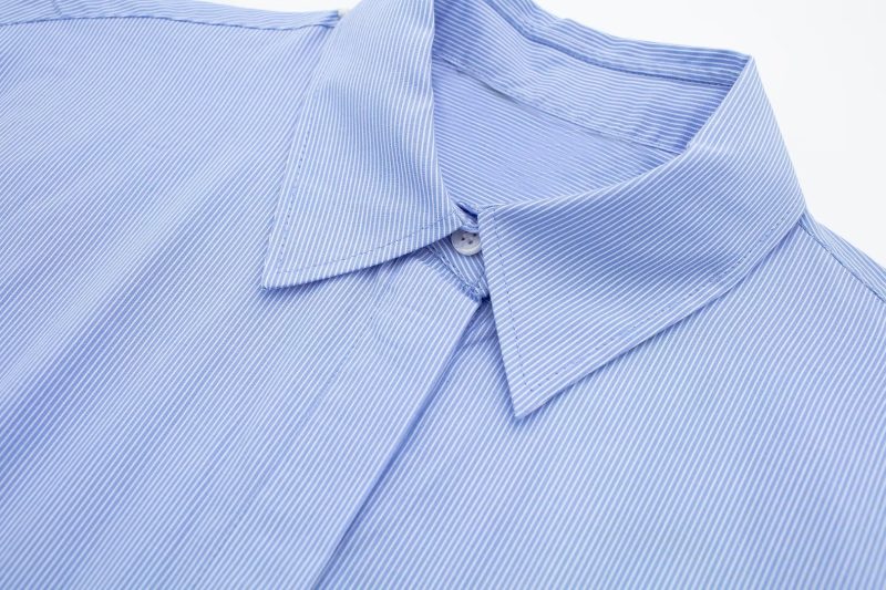 Summer Women Clothing Collared Curling Short Sleeve Poplin Short Shirt - Image 10