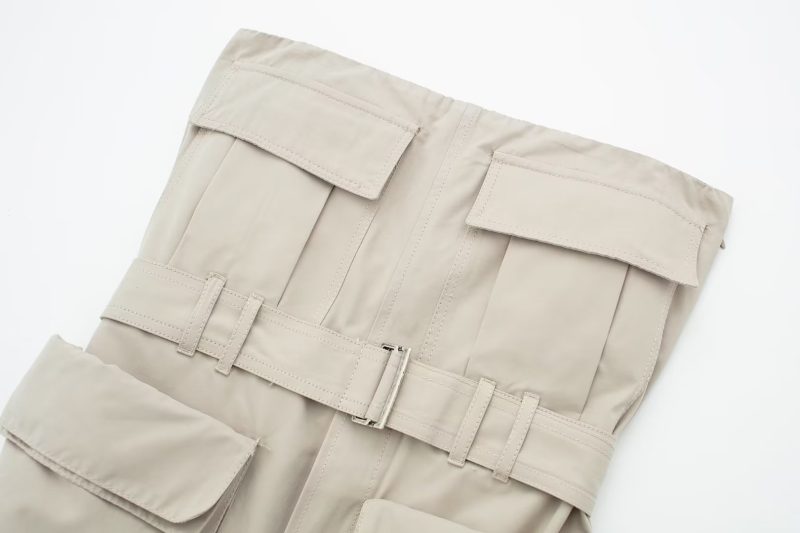 Summer Women Clothing Waist Controlled Pocket Dress with Tube Top - Image 5