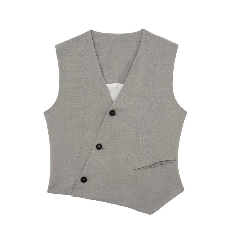 Women  Sleeveless Straight Vest High Waist Casual Trousers Suit - Image 3