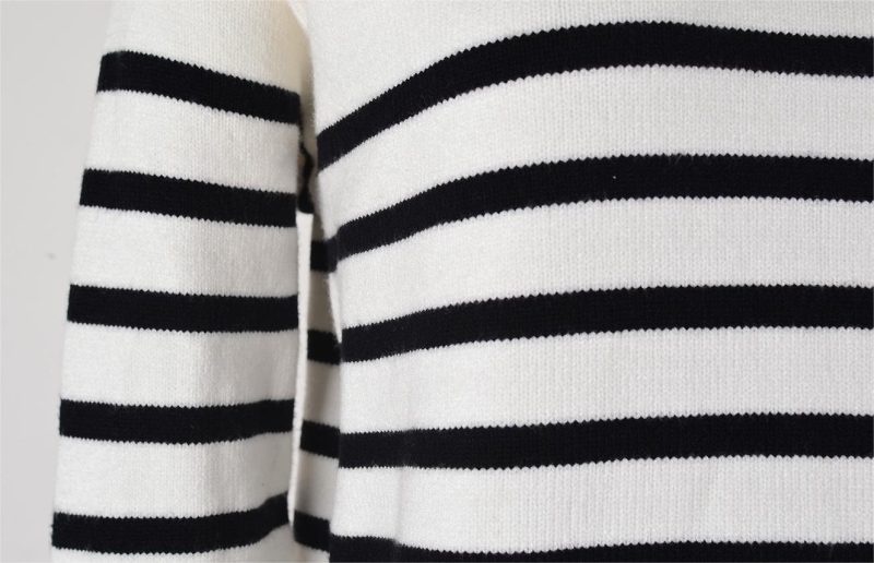 Autumn Winter Pullover Patchwork Button Sweater Striped Stitching Knitwear - Image 13