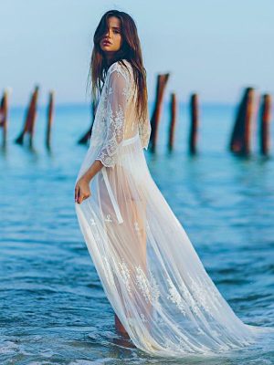 Lace Length Shirt Loose Sun Protection Beach Cardigan Maxi Dress Swimsuit Boho Summer Outfits