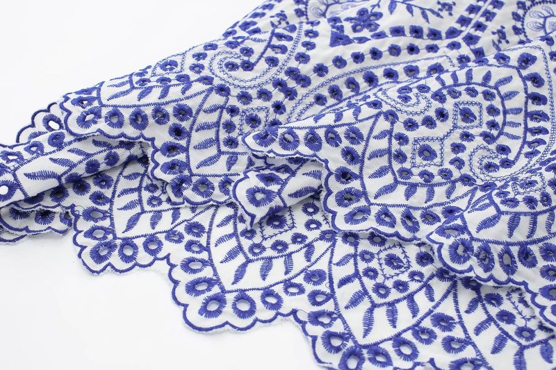 Spring Hollow Out Cutout Eyelt Embroidered Strap Ethnic Dress - Image 6